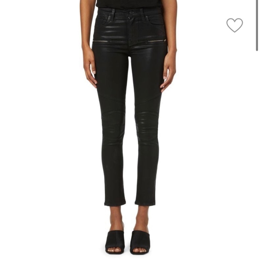 Hudson Barbara Super Skinny Coated Moto Jeans